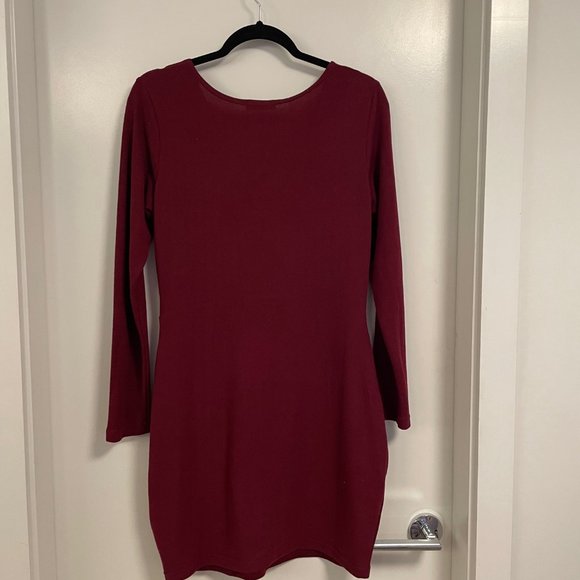 NWOT / SHEIN  / Red  Dress/  Long Sleeve / L - Picture 3 of 6